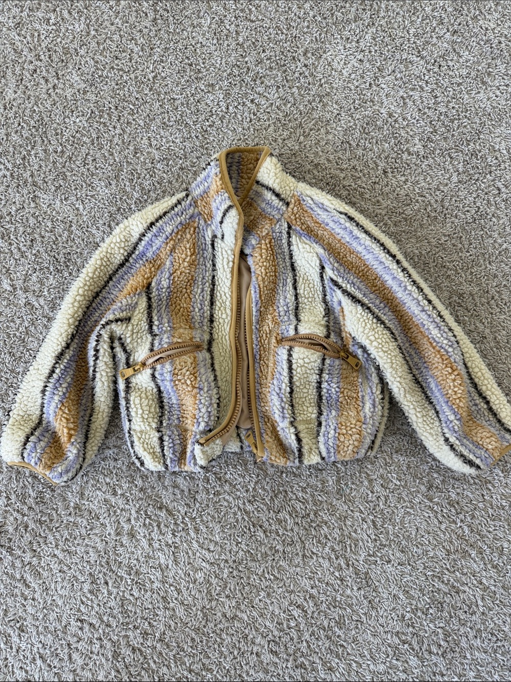Zara Kids Striped Sherpa Jacket